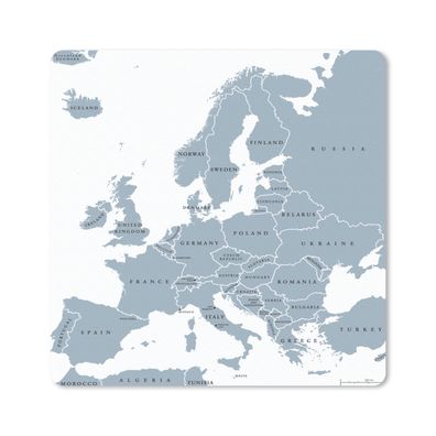 Mauspad - Karte - Europa - Grau - 20x20 cm
