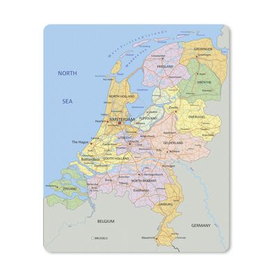 Mauspad - Englische Karte - Niederlande - Farben - 30x40 cm
