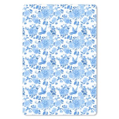 Mauspad - Blumen - Rosen - Vögel - Blau - 40x60 cm