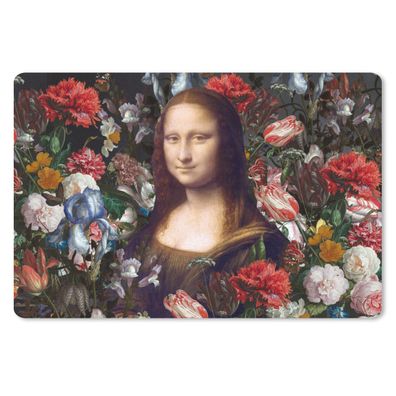 Mauspad - Mona Lisa - Leonardo da Vinci - Blumen - 27x18 cm