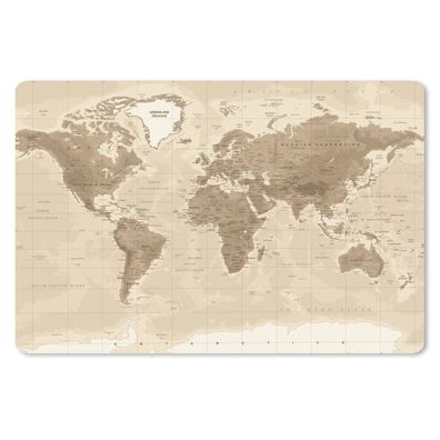 Schreibtischunterlage - Weltkarte - Vintage - Braun - 60x40 cm - Mauspad