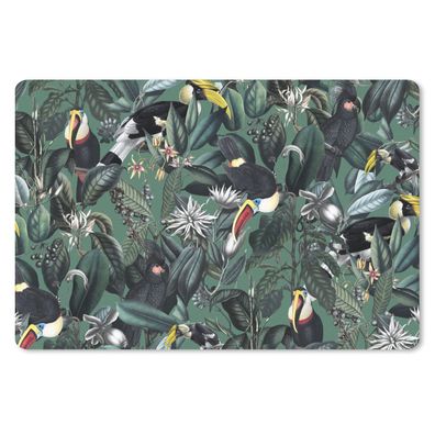Schreibtischunterlage - Blumen - Vogel - Blätter - 60x40 cm - Mauspad