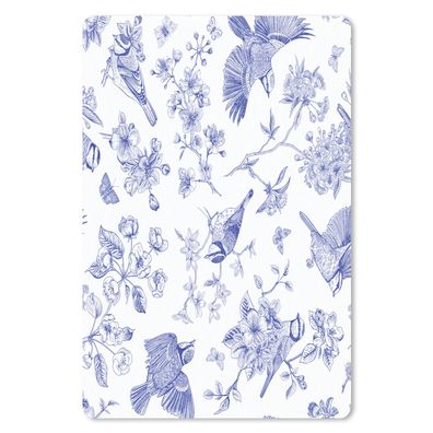 Mauspad - Blumen - Vögel - Blau - 40x60 cm