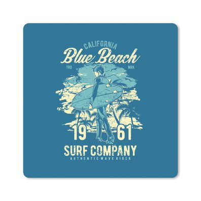 Mauspad - Surfbrett - Strand - Retro - 20x20 cm