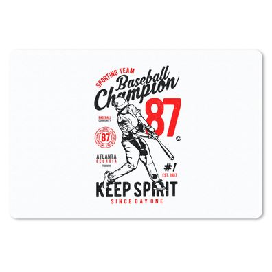 Mauspad - Mancave - Baseball - Schwarz - Weiß - Vintage - 27x18 cm
