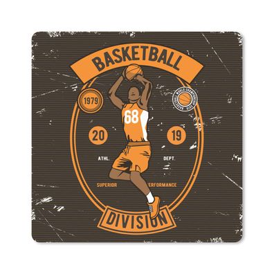 Mauspad - Mancave - Basketball - Sport - Vintage - Orange - 20x20 cm