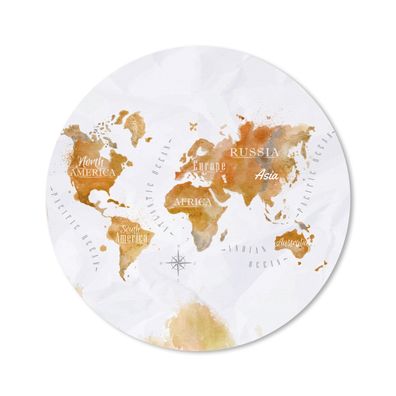 Mauspad - Aquarell - Weltkarten - Gold - 30x30 cm