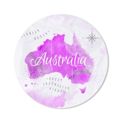 Mauspad - Weltkarte - Australien - Rosa - 20x20 cm