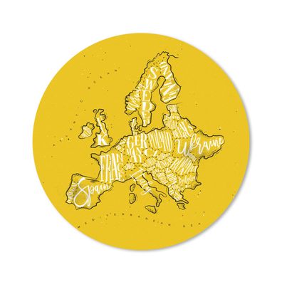 Mauspad - Karte - Europa - Gelb - Weiß - 30x30 cm