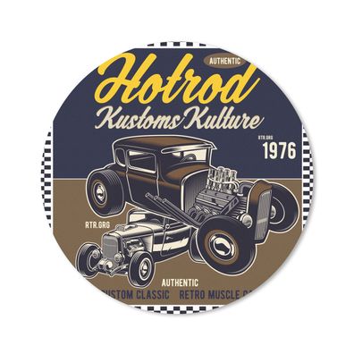 Mauspad - Mancave - Auto - Vintage - Braun - Blau - 20x20 cm