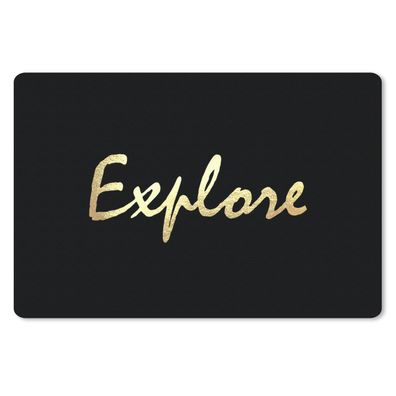 Mauspad - Zitate - Reisen - Schwarz - Gold - 27x18 cm