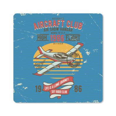 Mauspad - Mancave - Flugzeug - Blau - Vintage - 30x30 cm