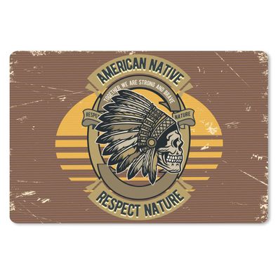 Schreibtischunterlage - Mannshöhle - Indianerformschnitt - Schädel - Vintage - 60x40