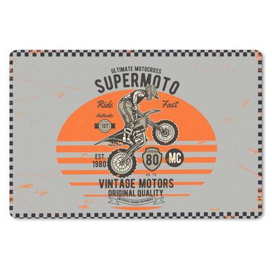 Schreibtischunterlage - Mancave - Motorrad - Vintage - Orange - Grau - 60x40 cm - Mau