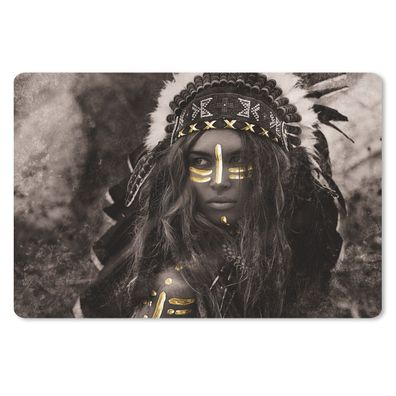 Mauspad - Frau - Indianerkleid - Gold - 27x18 cm