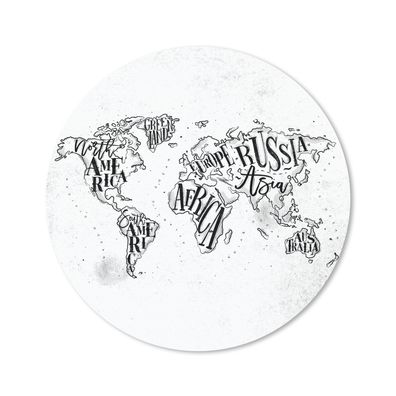 Mauspad - Weltkarte - Schwarz - Weiß - Buchstaben - 30x30 cm