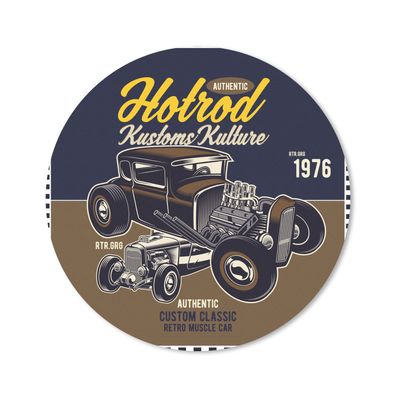 Mauspad - Mancave - Vintage - Auto - Braun - Blau - 30x30 cm