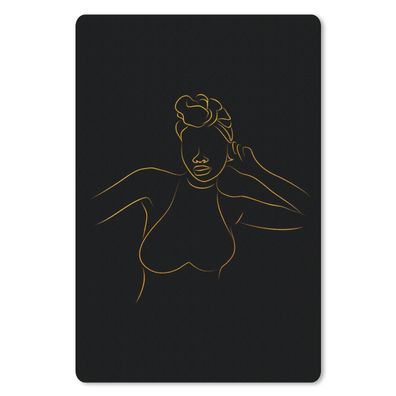 Mauspad - Frau - Schwarz - Gold - Strichzeichnung - 18x27 cm