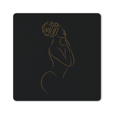 Mauspad - Frau - Hut - Schwarz und Gold - 20x20 cm