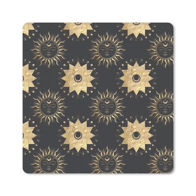 Mauspad - Muster - Sonne - Sterne - Gold - 20x20 cm