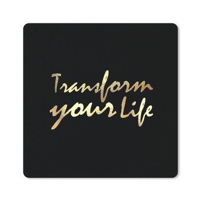 Mauspad - Zitat - Leben - Gold - Schwarz - 30x30 cm
