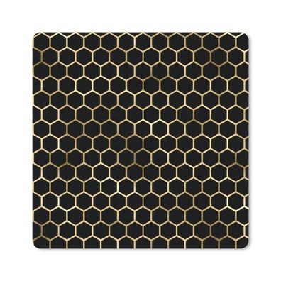 Mauspad - Muster - Sechseck - Gold - Schwarz - 20x20 cm