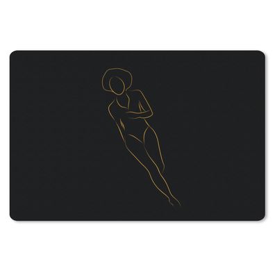 Mauspad - Frau - Gold - Schwarz - Strichzeichnung - 27x18 cm