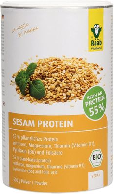 500g Bio Sesam Protein Pulver, Aminosäuren, nussiger Geschmack vegan Raab
