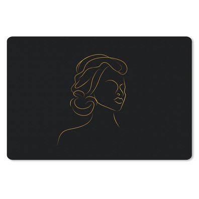 Mauspad - Frau - Schwarz - Gold - Strichzeichnung - 27x18 cm