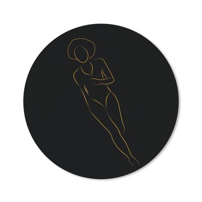 Mauspad - Frau - Gold - Schwarz - Strichzeichnung - 20x20 cm
