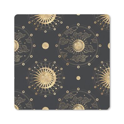 Mauspad - Muster - Mond - Sonne - Gold - 20x20 cm