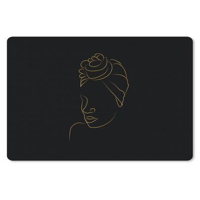 Schreibtischunterlage - Frau - Kopftuch - Gold - Schwarz - 60x40 cm - Mauspad