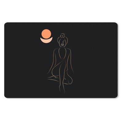 Schreibtischunterlage - Frau - Linienkunst - Gold - Meditation - 60x40 cm - Mauspad