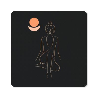 Mauspad - Frau - Strichzeichnung - Gold - 30x30 cm