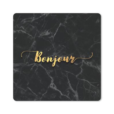 Mauspad - Zitat - Bonjour - Gold - Marmor - 20x20 cm
