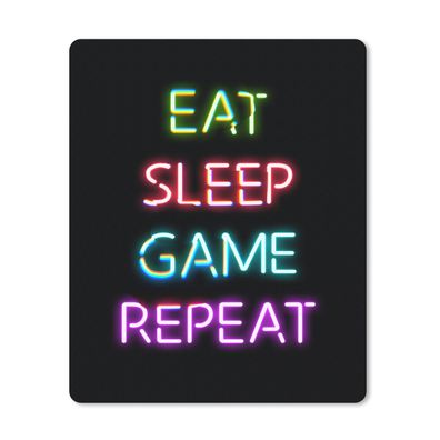 Mauspad - Spiele - Spiel - Essen Schlaf Spiel wiederholen - 19x23 cm