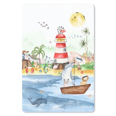 Mauspad - Strand - Kinder - Tiere - 18x27 cm