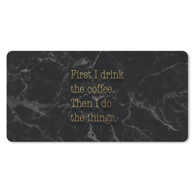 Mauspad - Zitate - Kaffee - Gold - Marmor - 60x30 cm