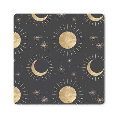 Mauspad - Muster - Mond - Sonne - Gold - 30x30 cm