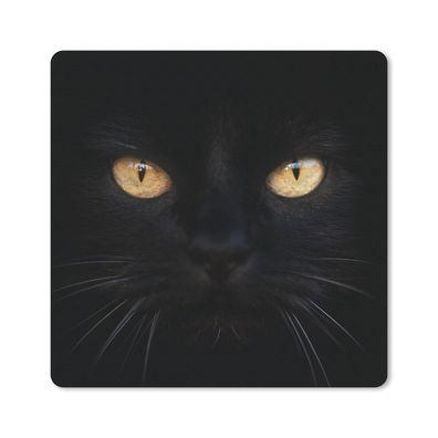 Mauspad - Nahaufnahme einer schwarzen Katze - 20x20 cm