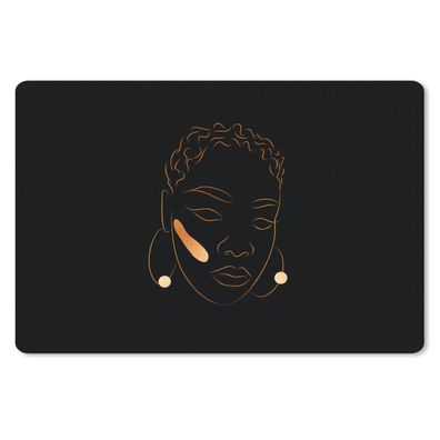 Schreibtischunterlage - Frau - Gold - Strichzeichnung - 60x40 cm - Mauspad