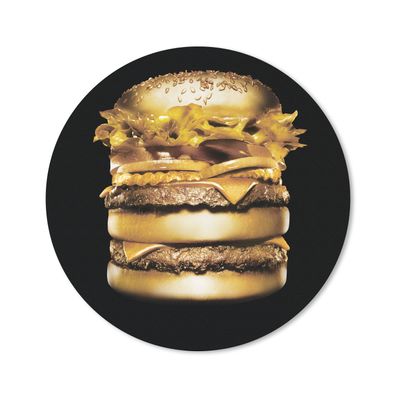 Mauspad - Goldener Hamburger auf schwarzem Hintergrund. - 20x20 cm