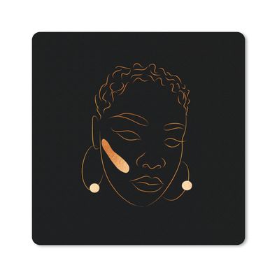 Mauspad - Frau - Schwarz und Gold - Strichzeichnung - 30x30 cm