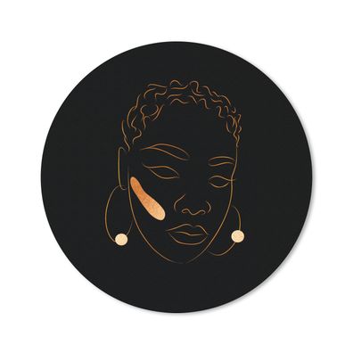 Mauspad - Frau - Schwarz und Gold - Strichzeichnung - 30x30 cm