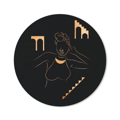 Mauspad - Frau - Gold - Schwarz - Strichzeichnung - 30x30 cm