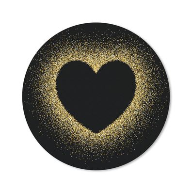 Mauspad - Goldenes Herz auf schwarzem Hintergrund - 50x50 cm