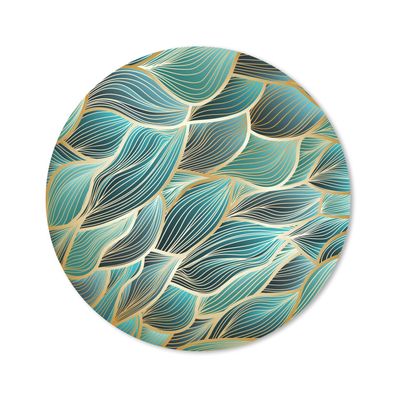 Mauspad - Goldene Wellen auf blauem Hintergrund - 50x50 cm