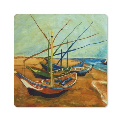 Mauspad - Fischerboote am Strand - Vincent van Gogh - 20x20 cm