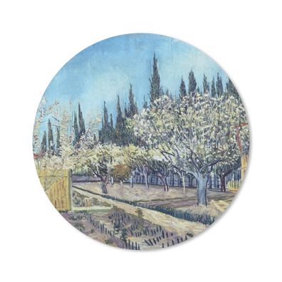 Mauspad - Obstgarten vor Zypressen - Vincent van Gogh - 20x20 cm