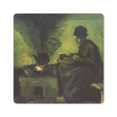 Mauspad - Die kartoffelschwingende Frau am Kamin - Vincent van Gogh - 20x20 cm